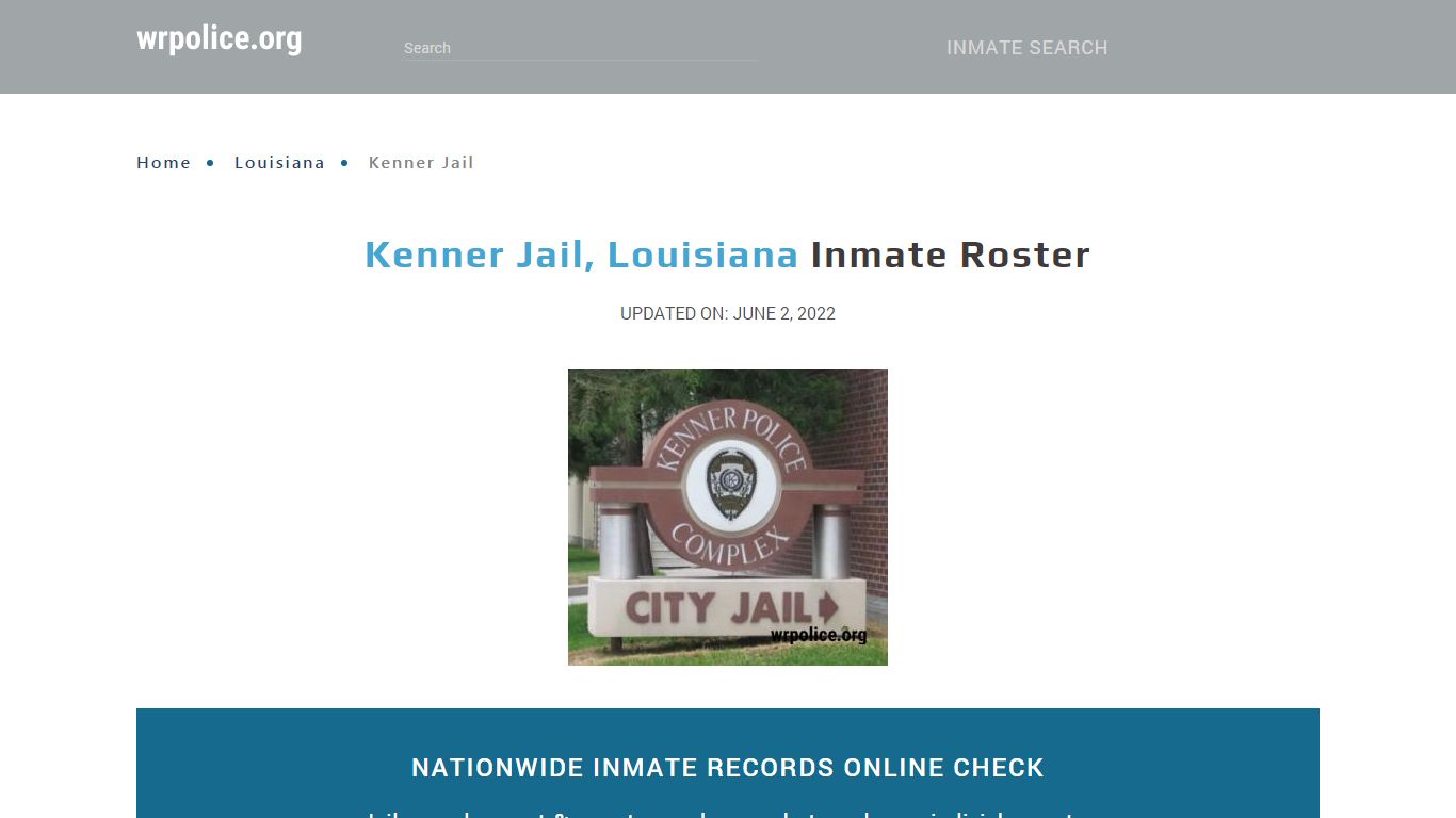 Kenner Jail, Louisiana Inmate Roster - wrpolice.org