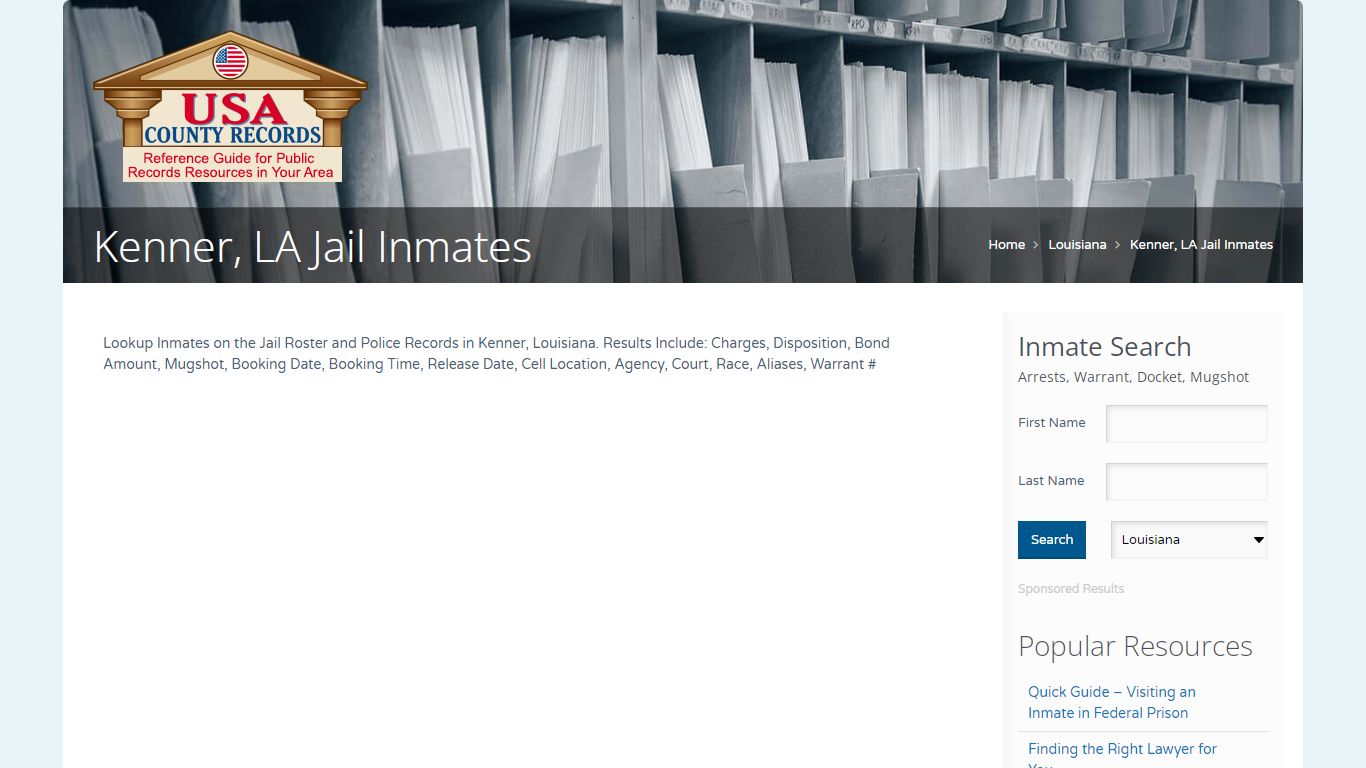 Kenner, LA Jail Inmates | Name Search