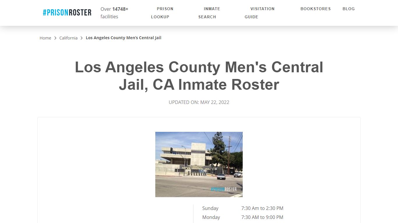 Los Angeles County Men's Central Jail, CA Inmate Roster